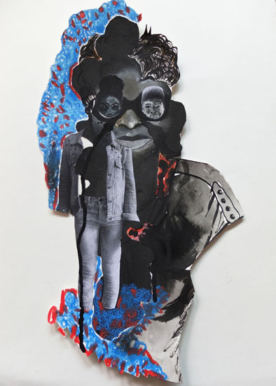 identités palimpseste, 31x41 cm, encre, crayon, collage sur papier, 2014